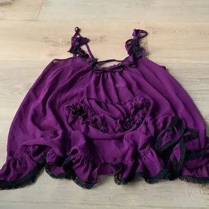 Beautiful deep purple demure two piece lingerie set, cami & undies, size medium